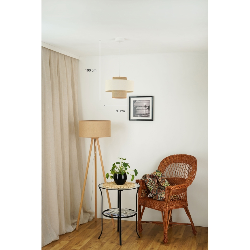 Brilagi - Lampadario a sospensione con filo DALLAS 1xE27/15W/230V diametro 30 cm marrone/color crema/bianco
