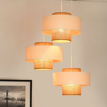 Brilagi - Lampadario a sospensione con filo DALLAS 3xE27/15W/230V marrone/color crema/bianco