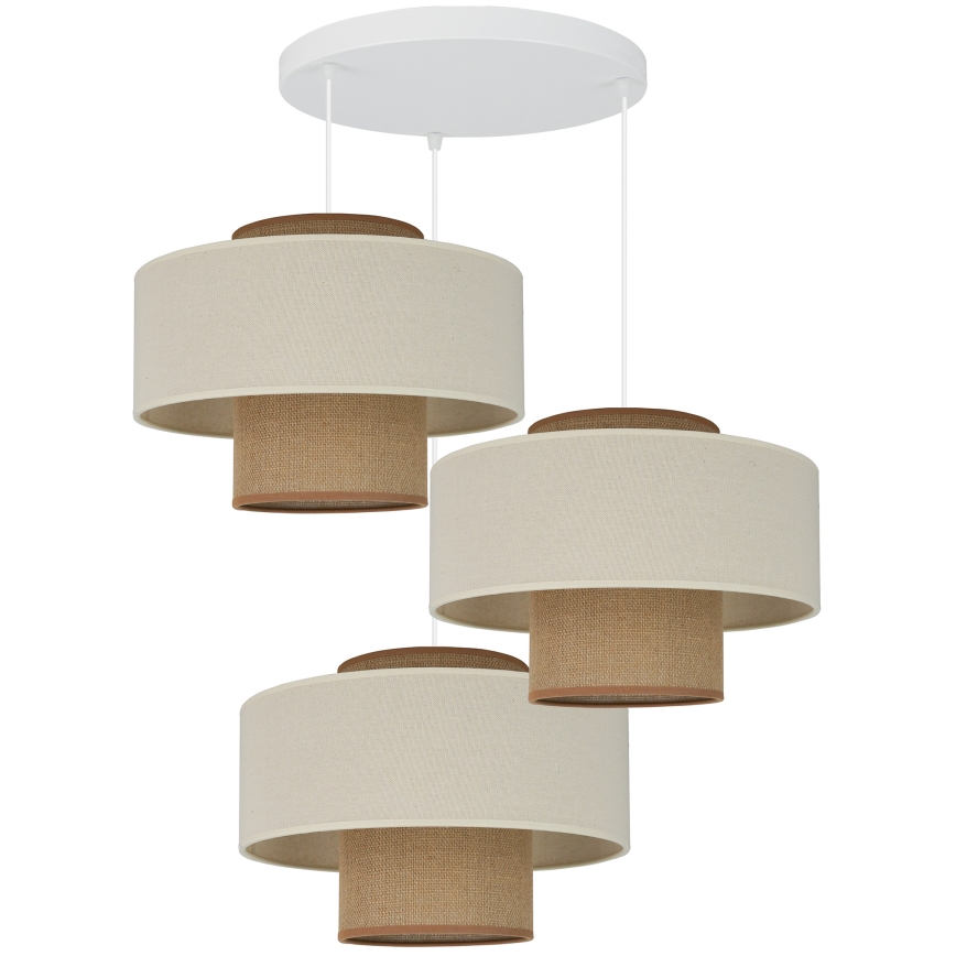 Brilagi - Lampadario a sospensione con filo DALLAS 3xE27/15W/230V marrone/color crema/bianco