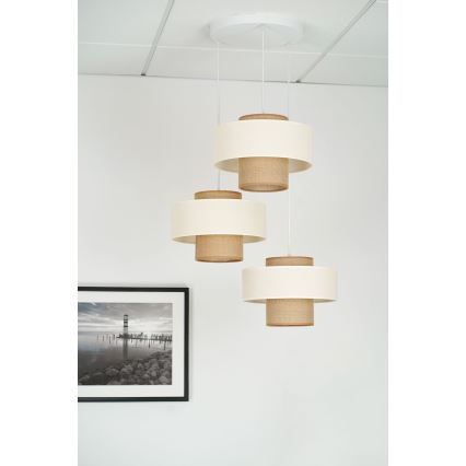 Brilagi - Lampadario a sospensione con filo DALLAS 3xE27/15W/230V marrone/color crema/bianco