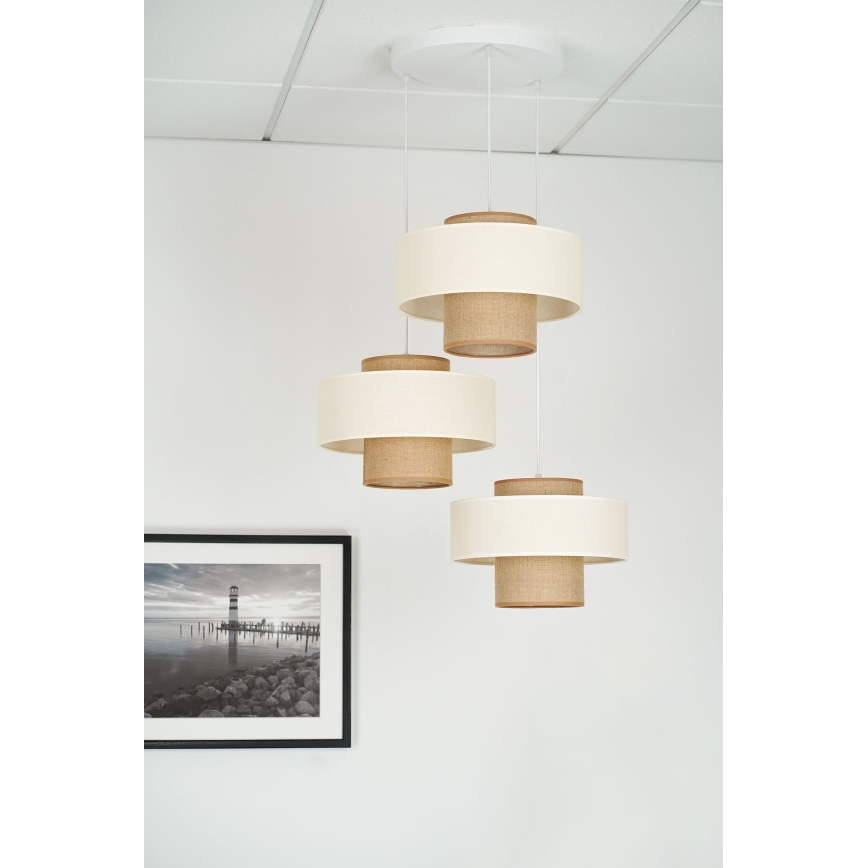 Brilagi - Lampadario a sospensione con filo DALLAS 3xE27/15W/230V marrone/color crema/bianco
