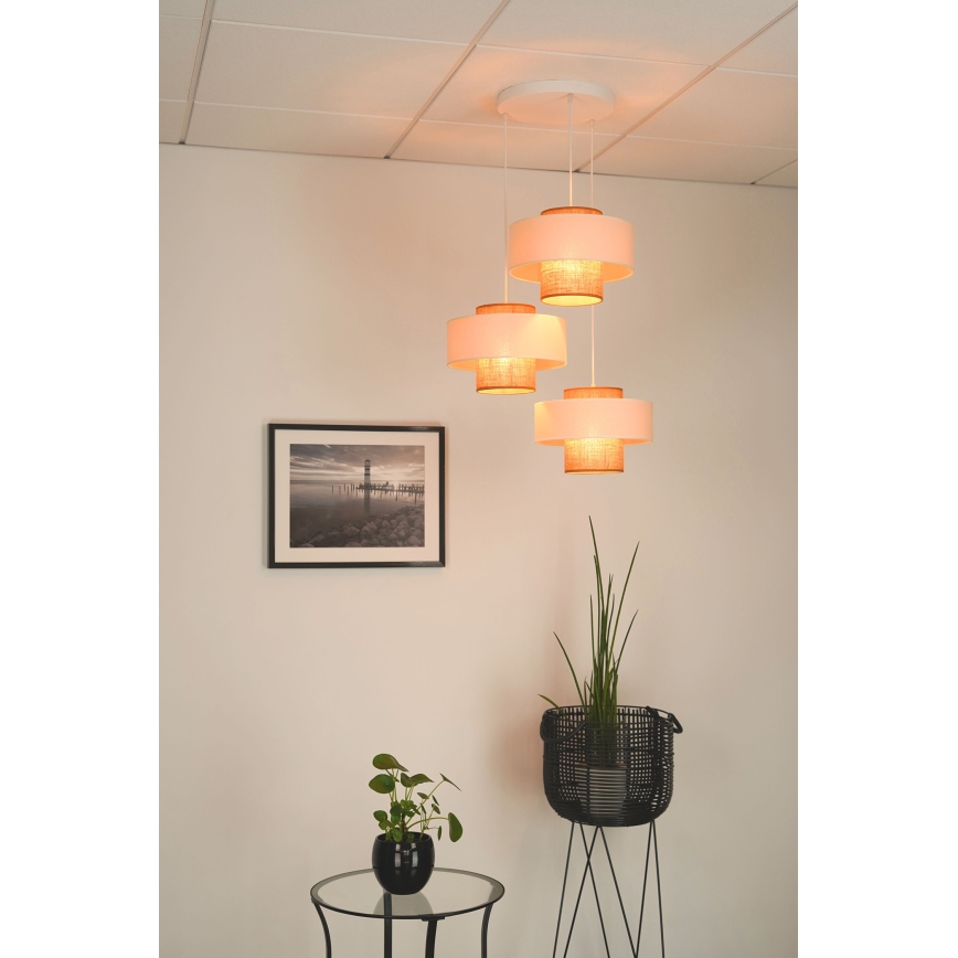 Brilagi - Lampadario a sospensione con filo DALLAS 3xE27/15W/230V marrone/color crema/bianco