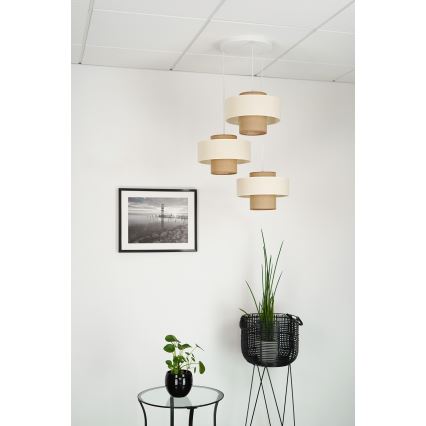 Brilagi - Lampadario a sospensione con filo DALLAS 3xE27/15W/230V marrone/color crema/bianco