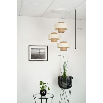 Brilagi - Lampadario a sospensione con filo DALLAS 3xE27/15W/230V marrone/color crema/bianco