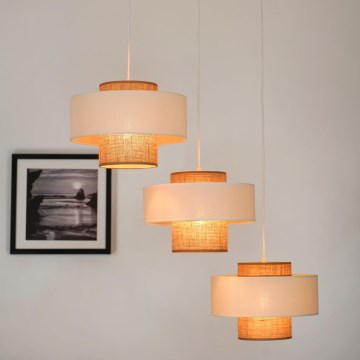 Brilagi - Lampadario a sospensione con filo DALLAS 3xE27/15W/230V marrone/color crema/bianco
