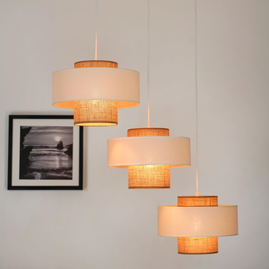 Brilagi - Lampadario a sospensione con filo DALLAS 3xE27/15W/230V marrone/color crema/bianco