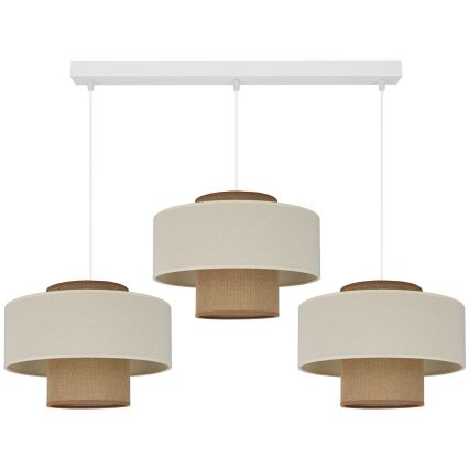 Brilagi - Lampadario a sospensione con filo DALLAS 3xE27/15W/230V marrone/color crema/bianco