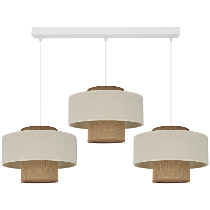Brilagi - Lampadario a sospensione con filo DALLAS 3xE27/15W/230V marrone/color crema/bianco