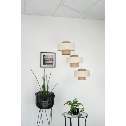 Brilagi - Lampadario a sospensione con filo DALLAS 3xE27/15W/230V marrone/color crema/bianco