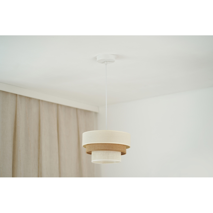 Brilagi - Lampadario a sospensione con filo DENVER LUNETA 1xE27/15W/230V diametro 25 cm beige/marrone/color crema