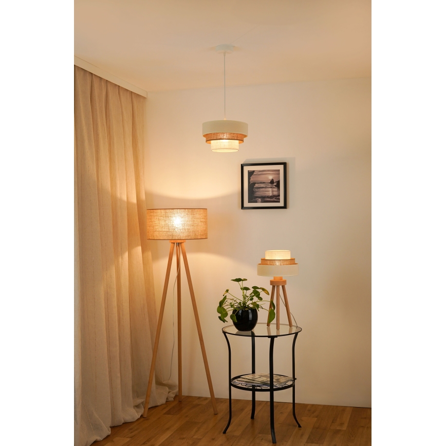 Brilagi - Lampadario a sospensione con filo DENVER LUNETA 1xE27/15W/230V diametro 25 cm beige/marrone/color crema