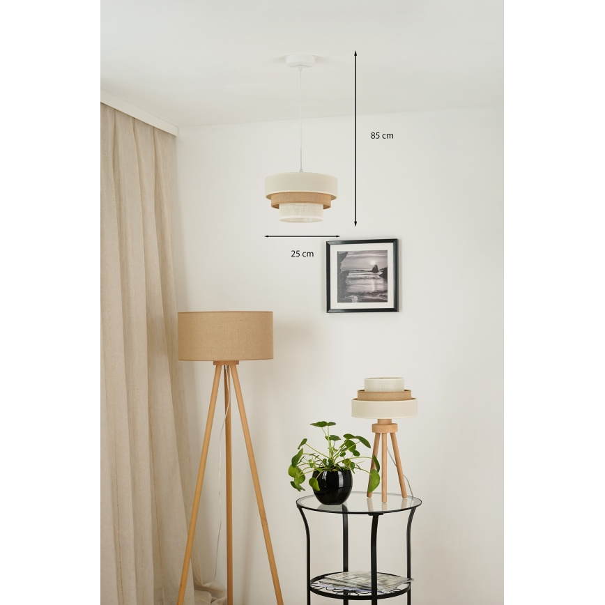 Brilagi - Lampadario a sospensione con filo DENVER LUNETA 1xE27/15W/230V diametro 25 cm beige/marrone/color crema
