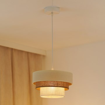 Brilagi - Lampadario a sospensione con filo DENVER LUNETA 1xE27/15W/230V diametro 25 cm beige/marrone/color crema