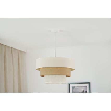 Brilagi - Lampadario a sospensione con filo DENVER LUNETA 1xE27/15W/230V diametro 45 cm beige/marrone/color crema