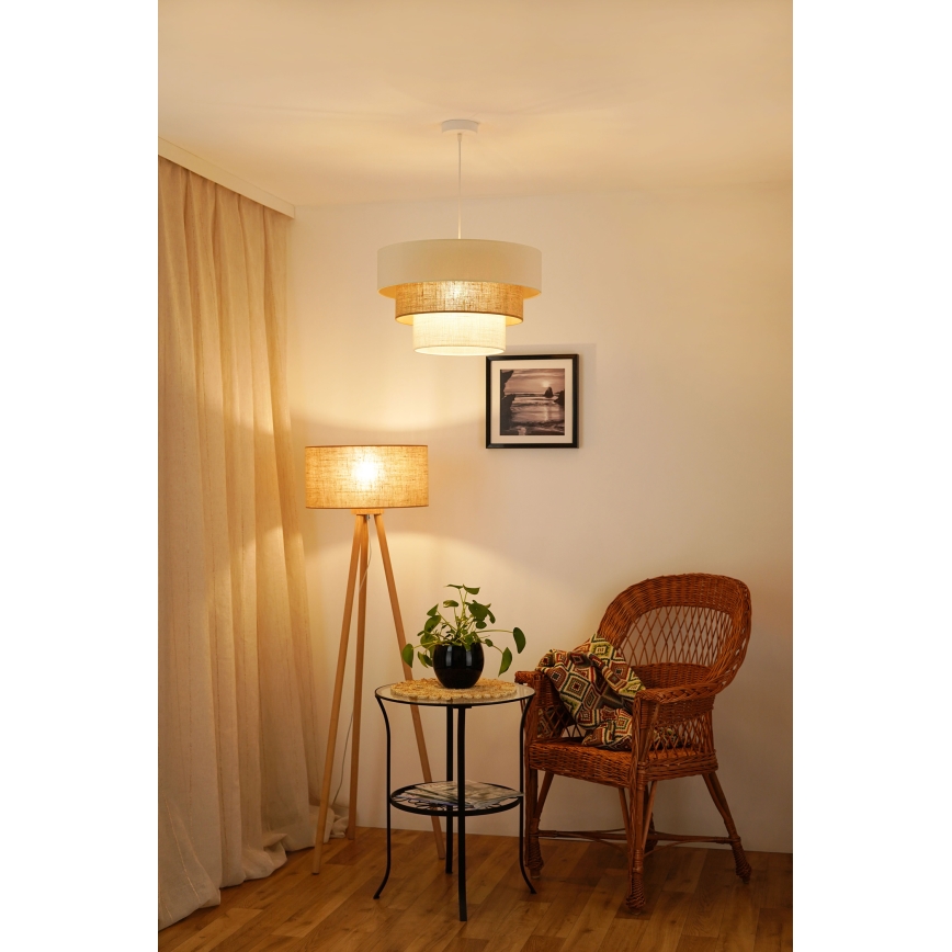 Brilagi - Lampadario a sospensione con filo DENVER LUNETA 1xE27/15W/230V diametro 45 cm beige/marrone/color crema
