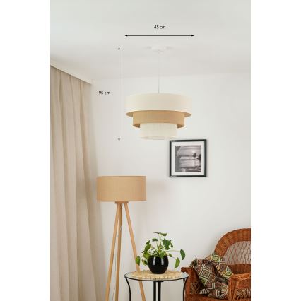 Brilagi - Lampadario a sospensione con filo DENVER LUNETA 1xE27/15W/230V diametro 45 cm beige/marrone/color crema