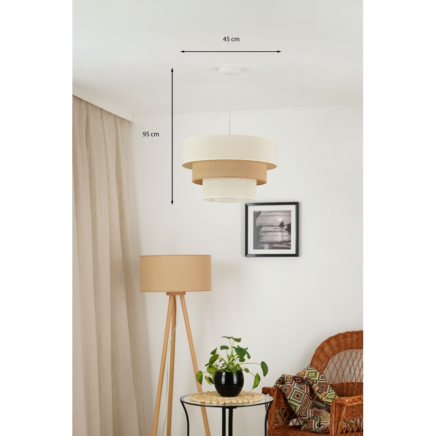 Brilagi - Lampadario a sospensione con filo DENVER LUNETA 1xE27/15W/230V diametro 45 cm beige/marrone/color crema