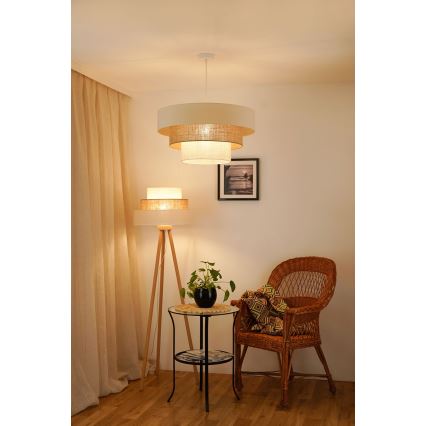 Brilagi - Lampadario a sospensione con filo DENVER LUNETA 1xE27/15W/230V diametro 60 cm beige/marrone/color crema