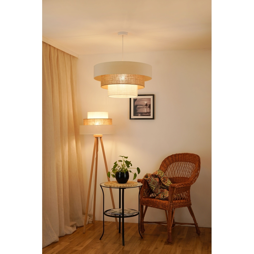 Brilagi - Lampadario a sospensione con filo DENVER LUNETA 1xE27/15W/230V diametro 60 cm beige/marrone/color crema