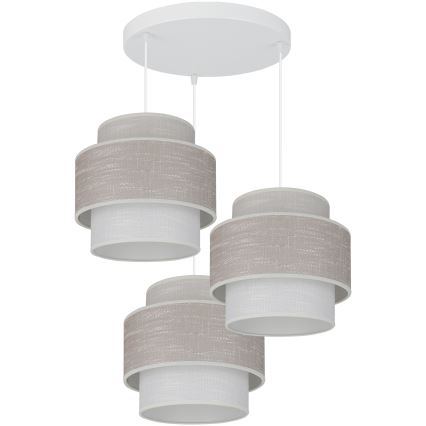 Brilagi - Lampadario a sospensione con filo DOVER SPACE 3xE27/15W/230V grigio/color crema