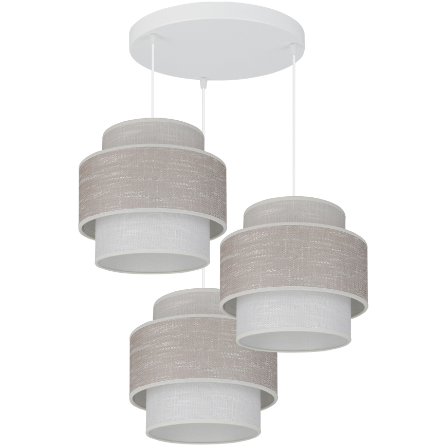 Brilagi - Lampadario a sospensione con filo DOVER SPACE 3xE27/15W/230V grigio/color crema