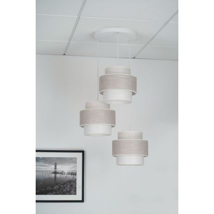 Brilagi - Lampadario a sospensione con filo DOVER SPACE 3xE27/15W/230V grigio/color crema