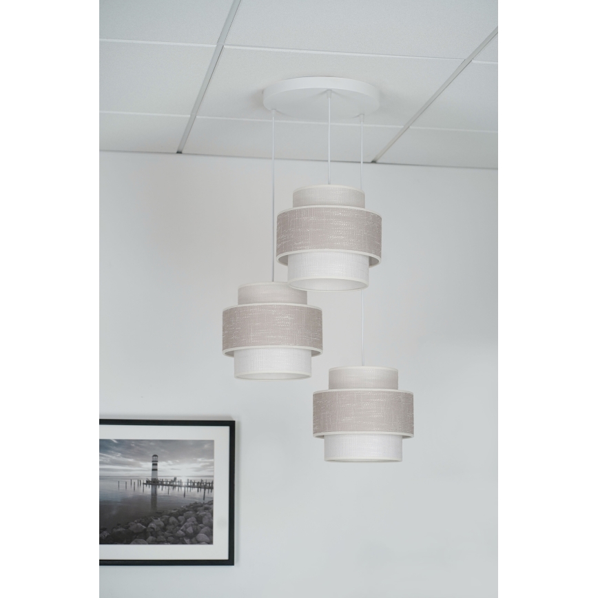 Brilagi - Lampadario a sospensione con filo DOVER SPACE 3xE27/15W/230V grigio/color crema