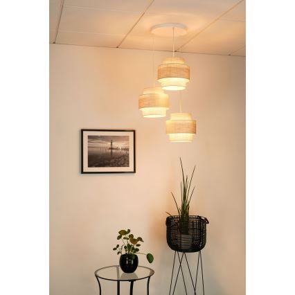 Brilagi - Lampadario a sospensione con filo DOVER SPACE 3xE27/15W/230V grigio/color crema