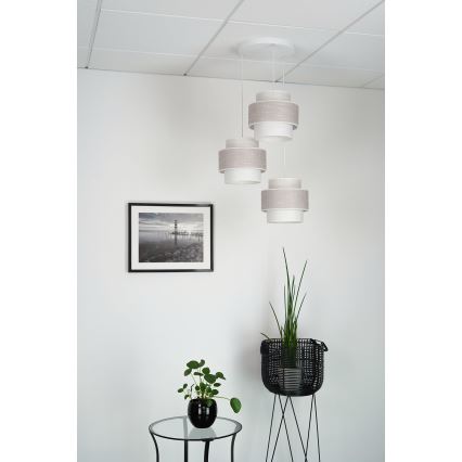 Brilagi - Lampadario a sospensione con filo DOVER SPACE 3xE27/15W/230V grigio/color crema