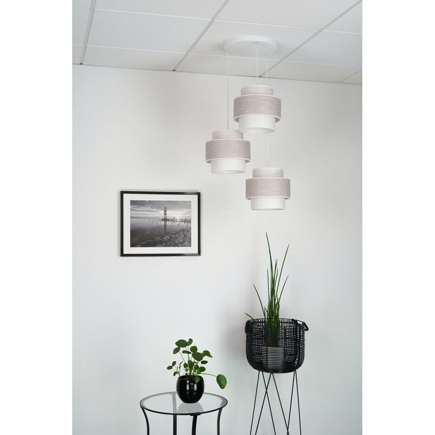 Brilagi - Lampadario a sospensione con filo DOVER SPACE 3xE27/15W/230V grigio/color crema