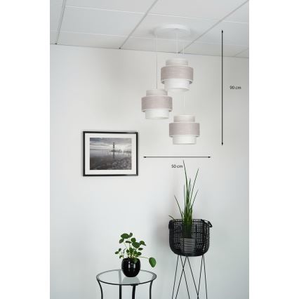 Brilagi - Lampadario a sospensione con filo DOVER SPACE 3xE27/15W/230V grigio/color crema