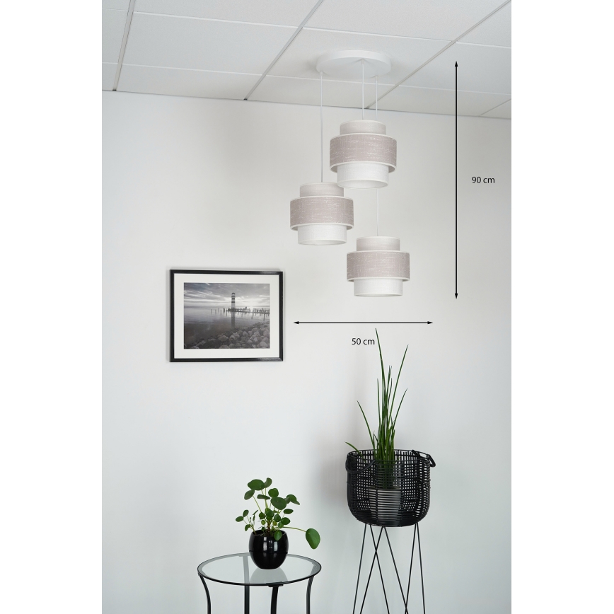 Brilagi - Lampadario a sospensione con filo DOVER SPACE 3xE27/15W/230V grigio/color crema
