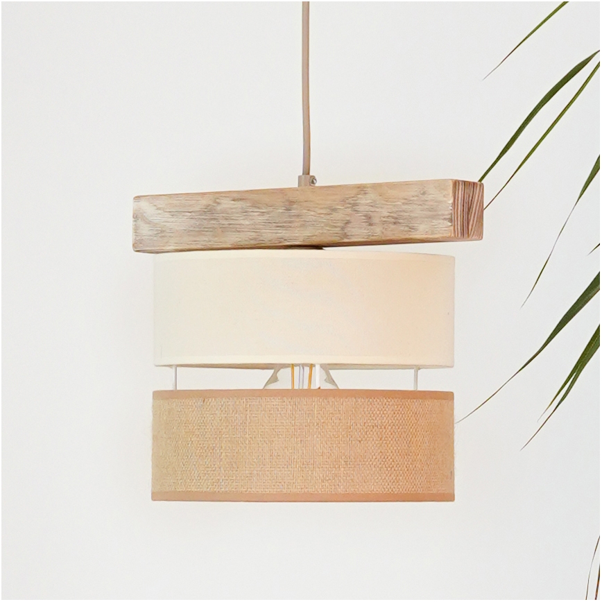 Brilagi - Lampadario a sospensione con filo FOREST 1xE27/15W/230V pino/beige/color crema