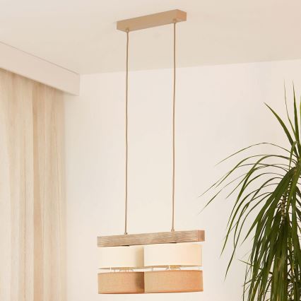 Brilagi - Lampadario a sospensione con filo FOREST 2xE27/15W/230V pino/beige/color crema