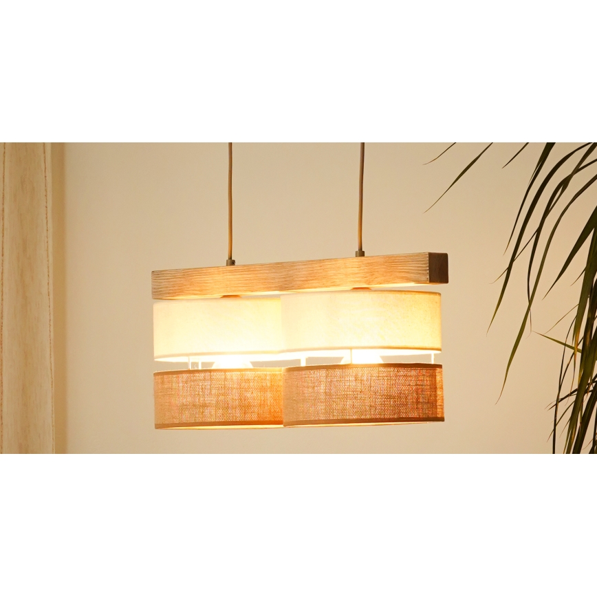 Brilagi - Lampadario a sospensione con filo FOREST 2xE27/15W/230V pino/beige/color crema