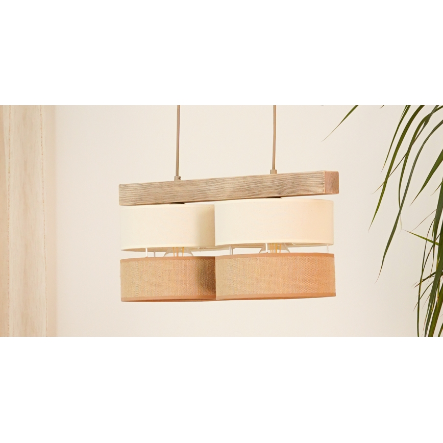 Brilagi - Lampadario a sospensione con filo FOREST 2xE27/15W/230V pino/beige/color crema