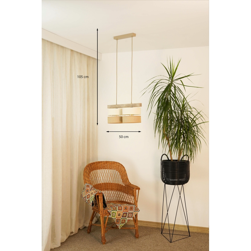 Brilagi - Lampadario a sospensione con filo FOREST 2xE27/15W/230V pino/beige/color crema