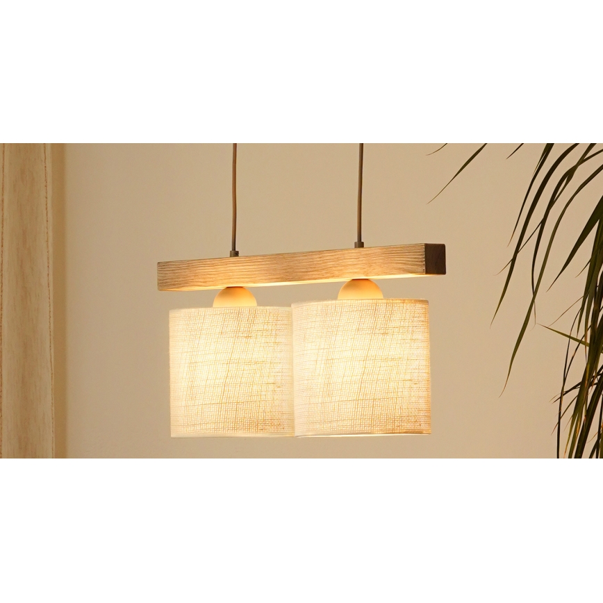 Brilagi - Lampadario a sospensione con filo FOREST 2xE27/15W/230V pino/marrone/color crema