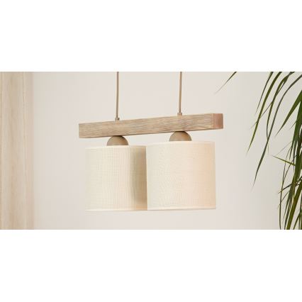 Brilagi - Lampadario a sospensione con filo FOREST 2xE27/15W/230V pino/marrone/color crema