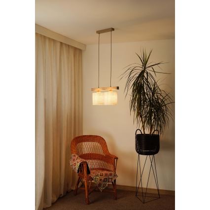 Brilagi - Lampadario a sospensione con filo FOREST 2xE27/15W/230V pino/marrone/color crema