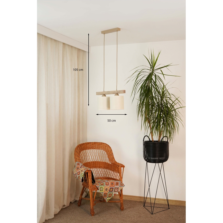 Brilagi - Lampadario a sospensione con filo FOREST 2xE27/15W/230V pino/marrone/color crema