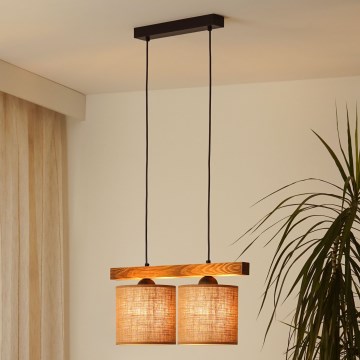 Brilagi - Lampadario a sospensione con filo FOREST 2xE27/15W/230V pino/marrone/nero