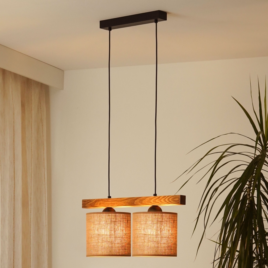Brilagi - Lampadario a sospensione con filo FOREST 2xE27/15W/230V pino/marrone/nero