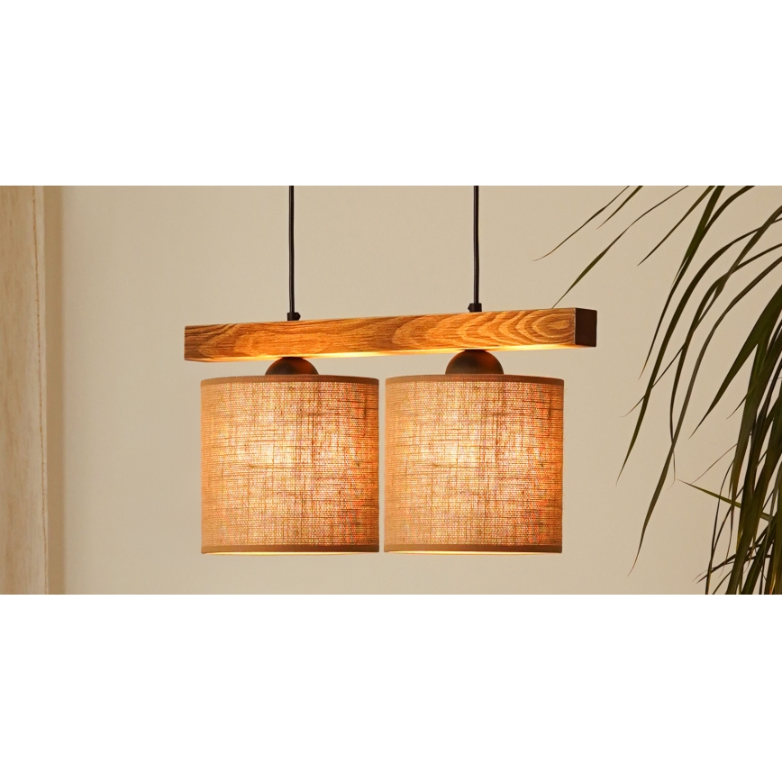 Brilagi - Lampadario a sospensione con filo FOREST 2xE27/15W/230V pino/marrone/nero