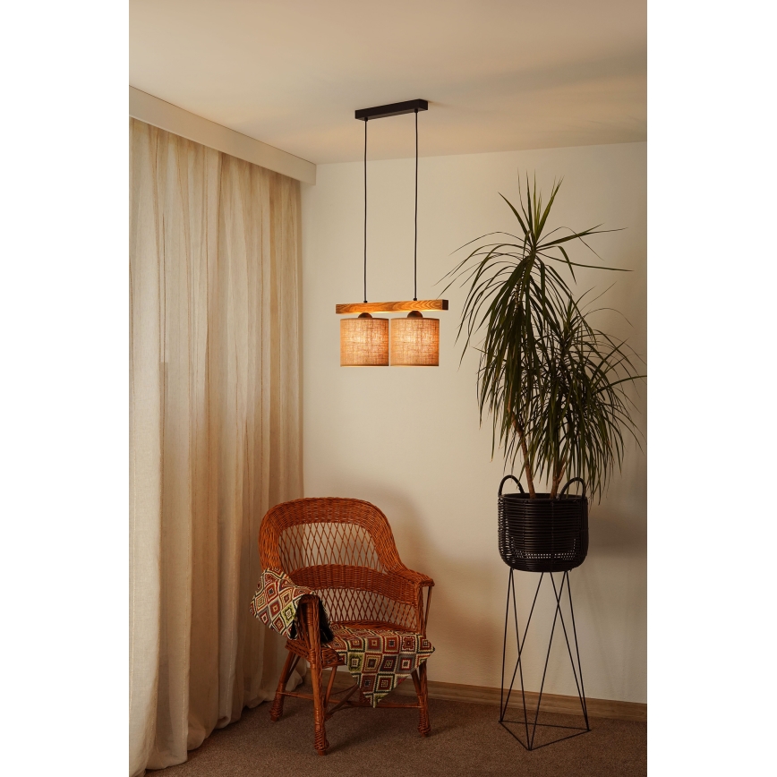 Brilagi - Lampadario a sospensione con filo FOREST 2xE27/15W/230V pino/marrone/nero