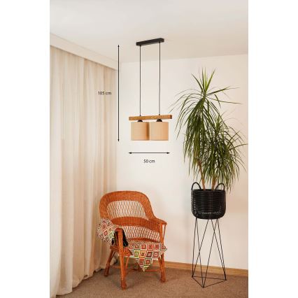 Brilagi - Lampadario a sospensione con filo FOREST 2xE27/15W/230V pino/marrone/nero