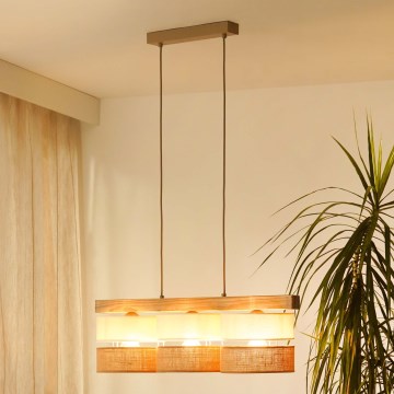 Brilagi - Lampadario a sospensione con filo FOREST 3xE27/15W/230V pino/beige/color crema