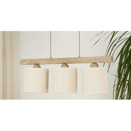 Brilagi - Lampadario a sospensione con filo FOREST 3xE27/15W/230V pino/marrone/color crema