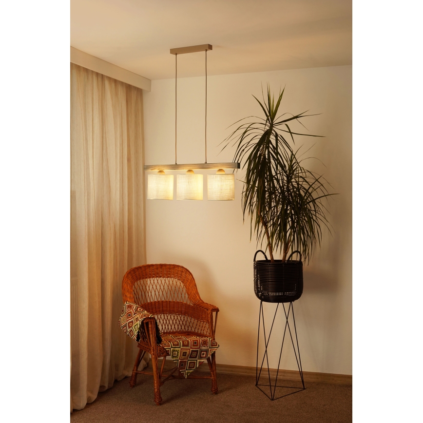 Brilagi - Lampadario a sospensione con filo FOREST 3xE27/15W/230V pino/marrone/color crema