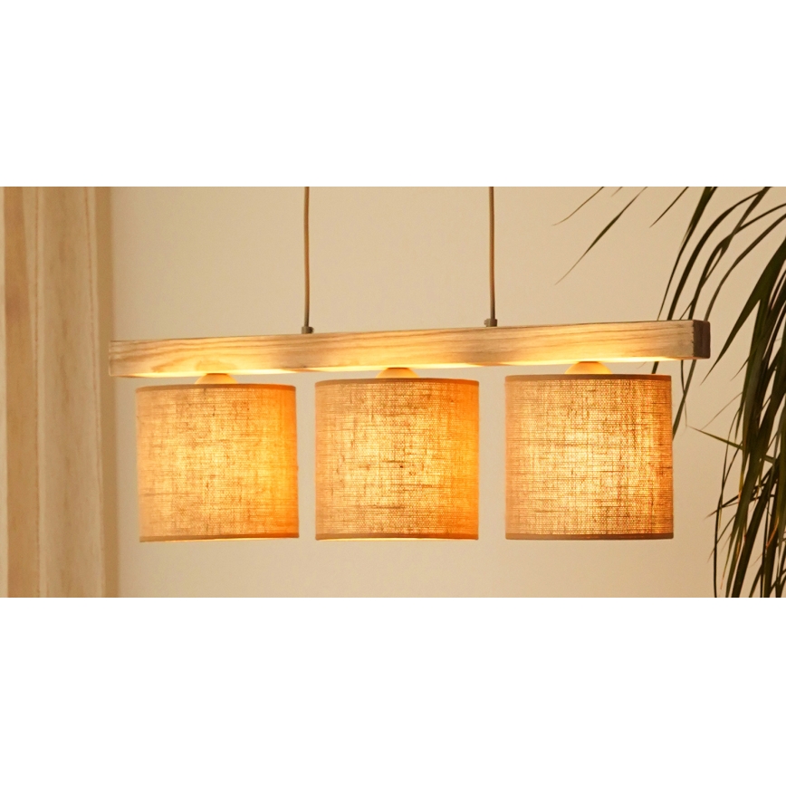 Brilagi - Lampadario a sospensione con filo FOREST 3xE27/15W/230V pino/marrone